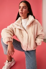 Trendyol Stone Oversized Plush Coat