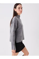 LC Waikiki Half Turtleneck Women's Knitwear Sweater with Straight Long Sleeves Oversize