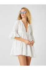 Koton Şahika Ercümen X - Shell Detailed Embroidered Mini Dress