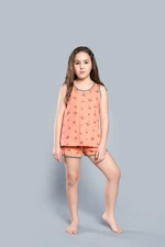Girl's pyjamas Madeira with wide straps, shorts - apricot print