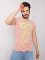 Dusty pink cotton men's T-shirt with print