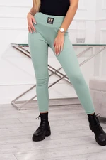 Ribbed leggings with high waist dark mint