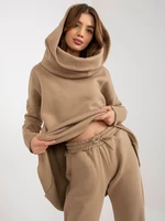 Basic dark beige tracksuit with asymmetrical sweatshirt