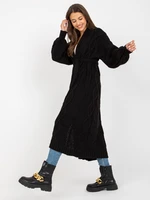 Black long cardigan with tie strap RUE PARIS