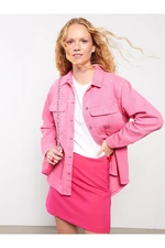 LC Waikiki Women's Long Sleeve Cotton Shirt Jacket with Front Button Fastening.