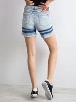 Blue frayed denim shorts
