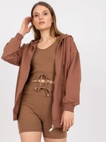 Basic brown three-piece set with shorts