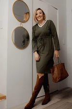 Plus Size dress with khaki waist tie