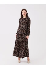 LC Waikiki Round Neck Patterned Long Sleeve Women's Dress