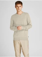 Beige Mens Hairbred Basic Sweater Jack & Jones Emil - Men