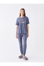 LC Waikiki Crew Neck Printed Short Sleeved Women's Pajamas Set