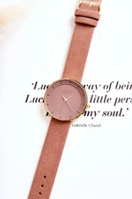 Women's Analog Suede Nickel Free Watch Ernest pink