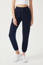 LOS OJOS Women's Navy Blue Elastic Waist Jogger Sweatpants