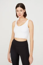 LOS OJOS White V-Neck Lightly Support Covered Sports Bra Vneck