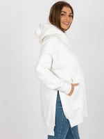 Ecru long kangaroo hoodie with ears