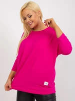 Dark pink basic blouse with round neckline plus size