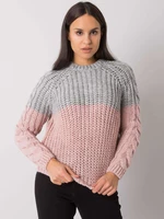 Women's knitted grey-pink sweater Bergerac RUE PARIS