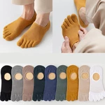 3 Pairs Men's Fashion Open Toe Sweat-absorbing Boat Socks Cotton Breathable Invisible Ankle Short Socks Elastic Man Finger Sock