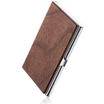 Wooden Business Card Holder Wood Grain Business Card Clip Slim Fit Walnut Wood And Stainless Steel Office Business