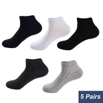 5 Pairs/Lot Men's Summer Cotton Socks New Fashion Solid Color Sports Sweat Absorption Breathable High Quality Ankle Boat Socks