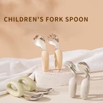 Baby Learn to Eat Training Spoon Baby Self-feeding Spoon Children's Fork Spoon Tableware Set