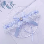 Women Bride Blue Lace Garter Belt Snow Crystal Rhinestone Leg Garter Bow Bridal Wedding Garter Gift Thigh Ring Something Blue