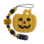 Halloween Dummy Chain Infant Silicone Pacifier Clips Pumpkin Teething Holder Baby Teether Set Baby Gift