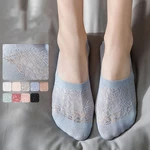 Solid Color Lace Boat Socks For Girl Women Summer Thin Hollow Mesh Invisible Socks Casual Breathable Shallow Mouth Short Socks