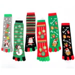 Christmas Men Women Funny Cartoon Printed Toe Socks Cotton Five Fingers Socks Colorful Fashions Soft Christmas Socks Novelty