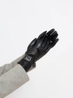 Koženkové dámské rukavice černé