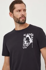 Bavlnené tričko Calvin Klein Jeans pánsky,čierna farba,s potlačou,J30J324640