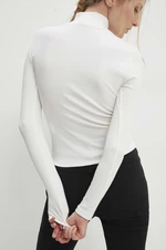 Tričko s dlhým rukávom Answear Lab biela farba, s polorolákom