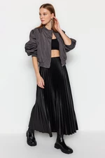 Trendyol Black Pleated Maxi Knitted Skirt