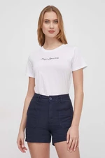 Bavlnené tričko Pepe Jeans dámsky, biela farba