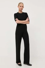 Kalhoty Max Mara Leisure dámské, černá barva, jednoduché, high waist