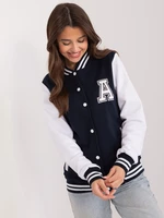 Women's Cotton Baseball Sweatshirt in Navy Blue