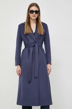 Vlnený kabát MAX&Co. tmavomodrá farba,prechodný,bez zapínania,2416011011200