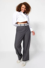 Trendyol Curve Anthracite Stripe Woven Trousers