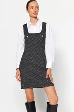 Trendyol Black Tweed Mini tkaný Gilet tkané šaty