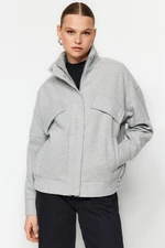 Trendyol Gray Oversize Stamped Bomber Coat