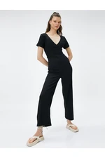 Koton Wide Leg Jumpsuit V-Neck Short Sleeves