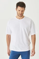 AC&Co / Altınyıldız Classics Men's White Oversized Loose Fit, Crew Neck 100% Cotton T-Shirt.