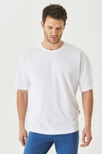 AC&Co / Altınyıldız Classics Men's White Oversized Loose Fit, Crew Neck 100% Cotton T-Shirt.