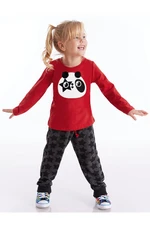 Denokids Panda Girl Pants Set with Pompom