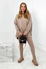 Cotton set insulated sweatshirt + leggings dark beige