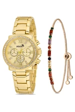 Polo Air Single Row Stone Sport Case Women's Wristwatch Colorful Zircon Stone Bracelet Combination Gold Color