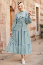 InStyle Guipure Detail Balloon Sleeve Hijab Dress - Mint