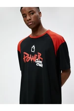 Koton Sports Oversize T-Shirt with Slogan Print Crew Neck Half Sleeves.