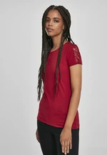 Women's lace striped t-shirt burgundy color