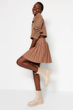 Trendyol Light Brown Pleated Mini Woven Mini Skirt